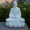 Shakyamuni Buddha Meditation Statue White Robe, Large Buddha Sculpture, Zen Decor, Buddhist Altar Statue, Spiritual Home Decor Gift