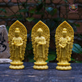 Amitabha Buddha Statue Set | Western Trinity Buddha 18cm | Guanyin & Mahasthamaprapta Figurines | Buddhist Altar Decor | Small Buddha Statue