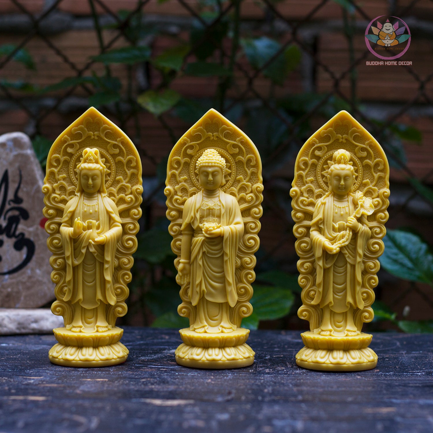 Amitabha Buddha Statue Set | Western Trinity Buddha 18cm | Guanyin & Mahasthamaprapta Figurines | Buddhist Altar Decor | Small Buddha Statue