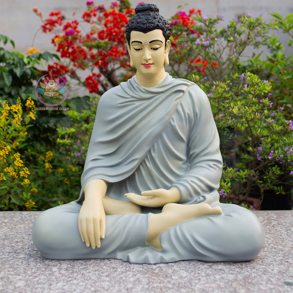 Shakyamuni Buddha Statue – Earth Touching Mudra – Hand-Painted Spiritual Decor