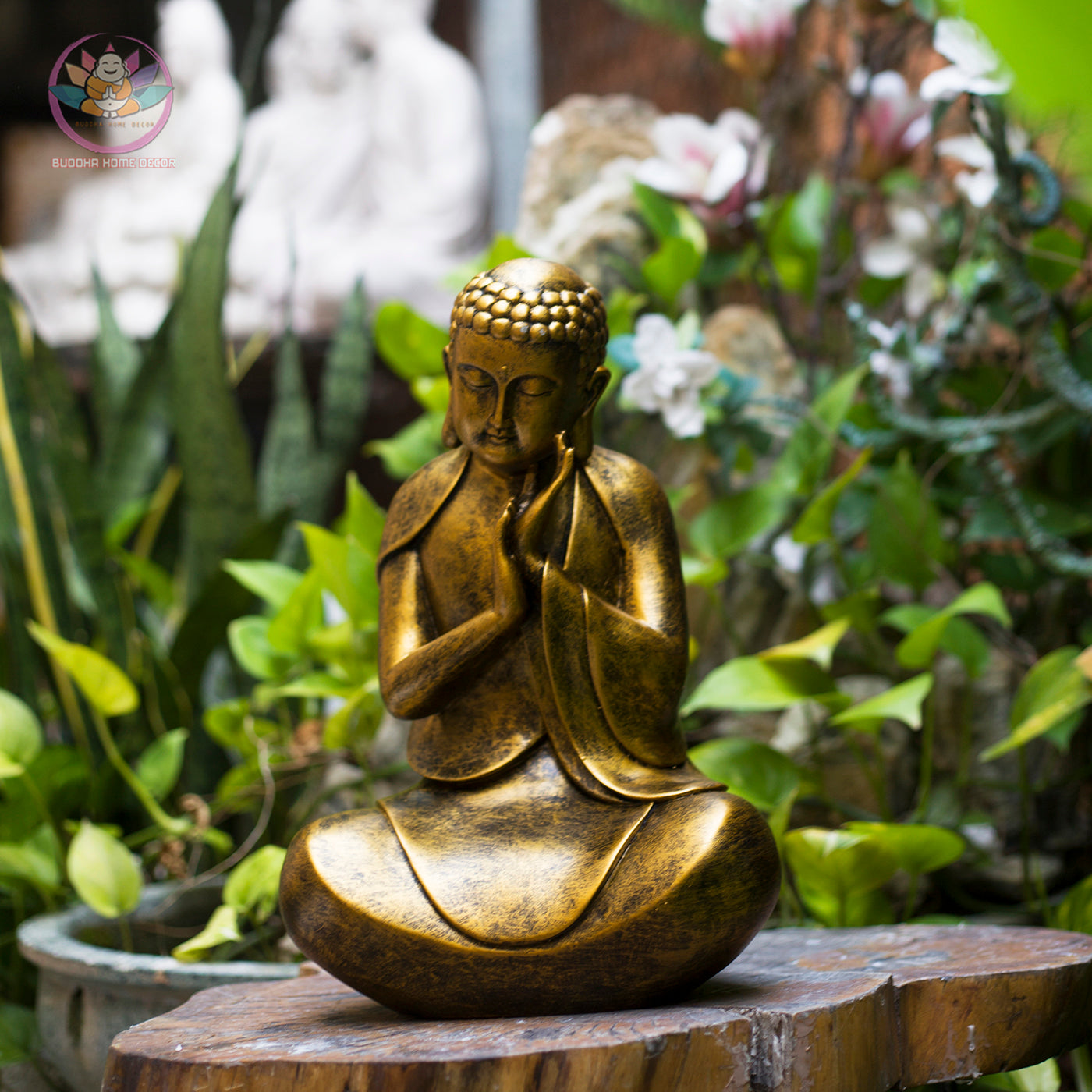 Minimalist Peaceful Buddha Statue – 13.8" (35cm) Minimalist Resin Sculpture | Handcrafted Zen Decor | Modern Meditation Gift