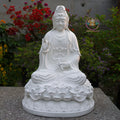 Large White Guanyin Bodhisattva Statue – Handmade Lotus Meditation Decor