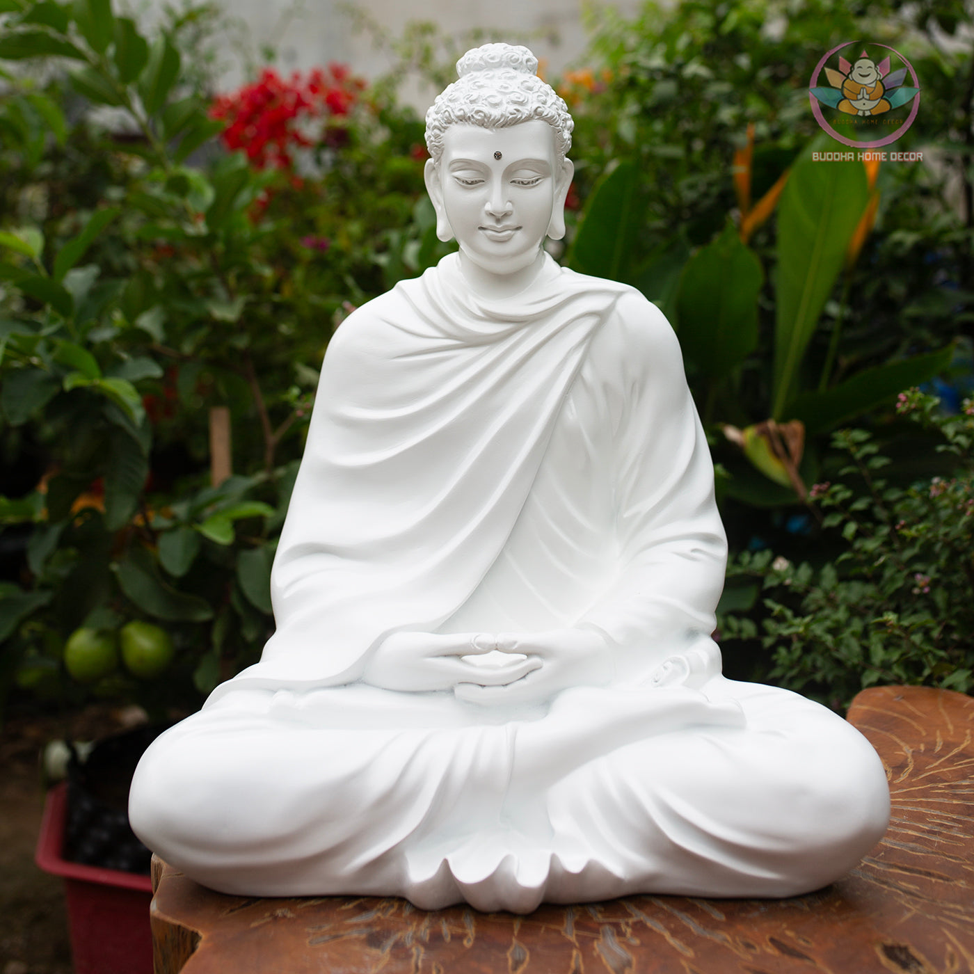 White Buddha Statue for Home Decor | Meditating Buddha Figurine | Zen Garden, Yoga Studio, Altar Decoration | Gift for Spiritual Healing