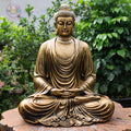 Antique Bronze Finish Buddha Statue – Large Seated Shakyamuni Meditation Sculpture for Home & Garden