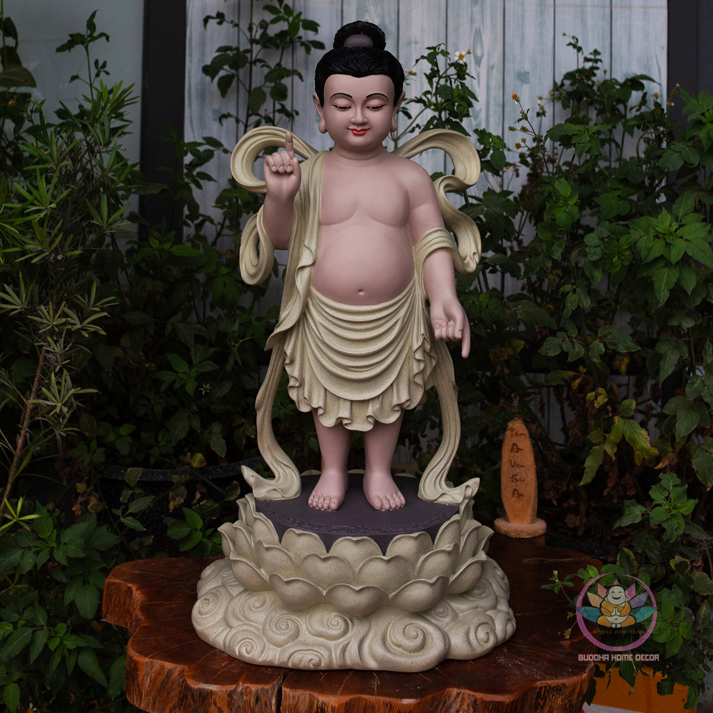 Baby Buddha Statue – Resin Prince Siddhartha Birth of Buddha Sculpture, Phật Đản Sanh Figurine, Vesak Altar Zen Home Decor (27.5")