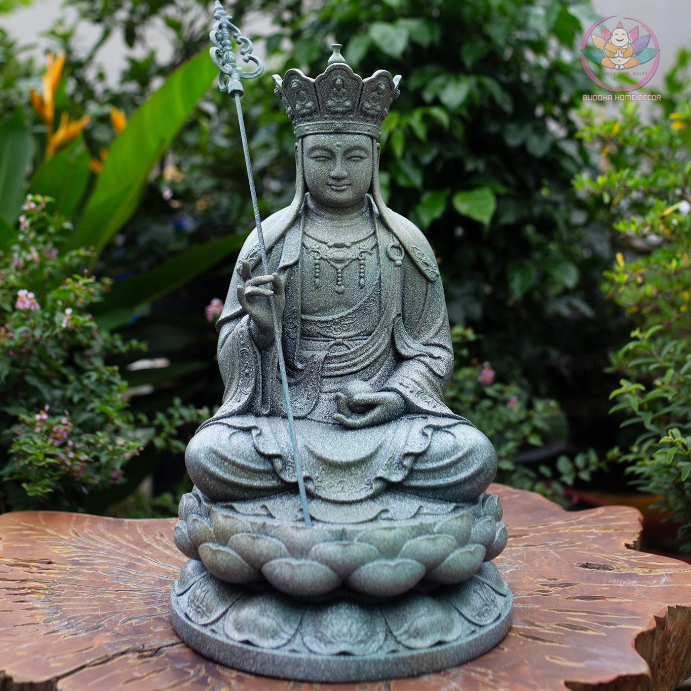 Ksitigarbha Bodhisattva Statue 15.7" – Resin Jizo Buddha Sculpture, Buddhist Altar Decor, Zen Meditation Figurine, Spiritual Gift