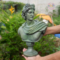 Green Stone Finish Apollo Bust Sculpture: Greek God Statue | Roman Bust