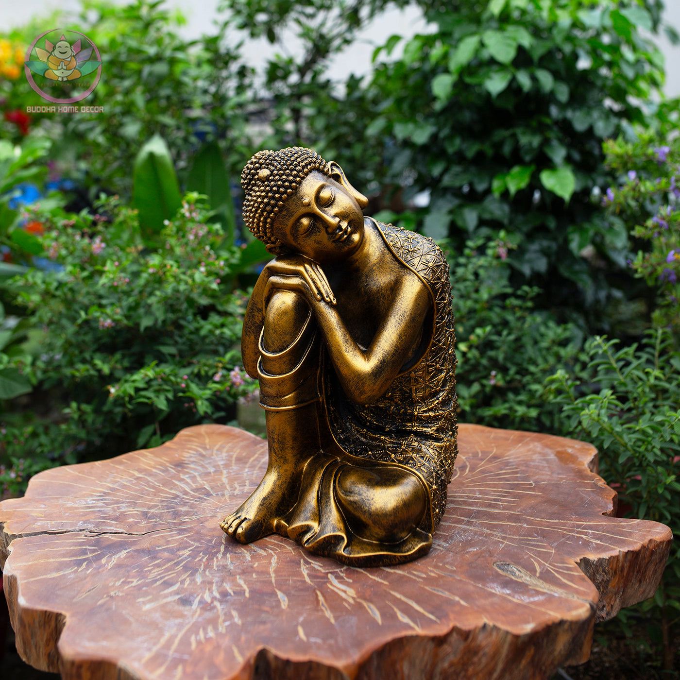 Resting Buddha Statue – 14.2" (36cm) Peaceful Meditation Figure | Handcrafted Resin Sculpture | Zen Decor in 3 Colors | Vietnamese Statue