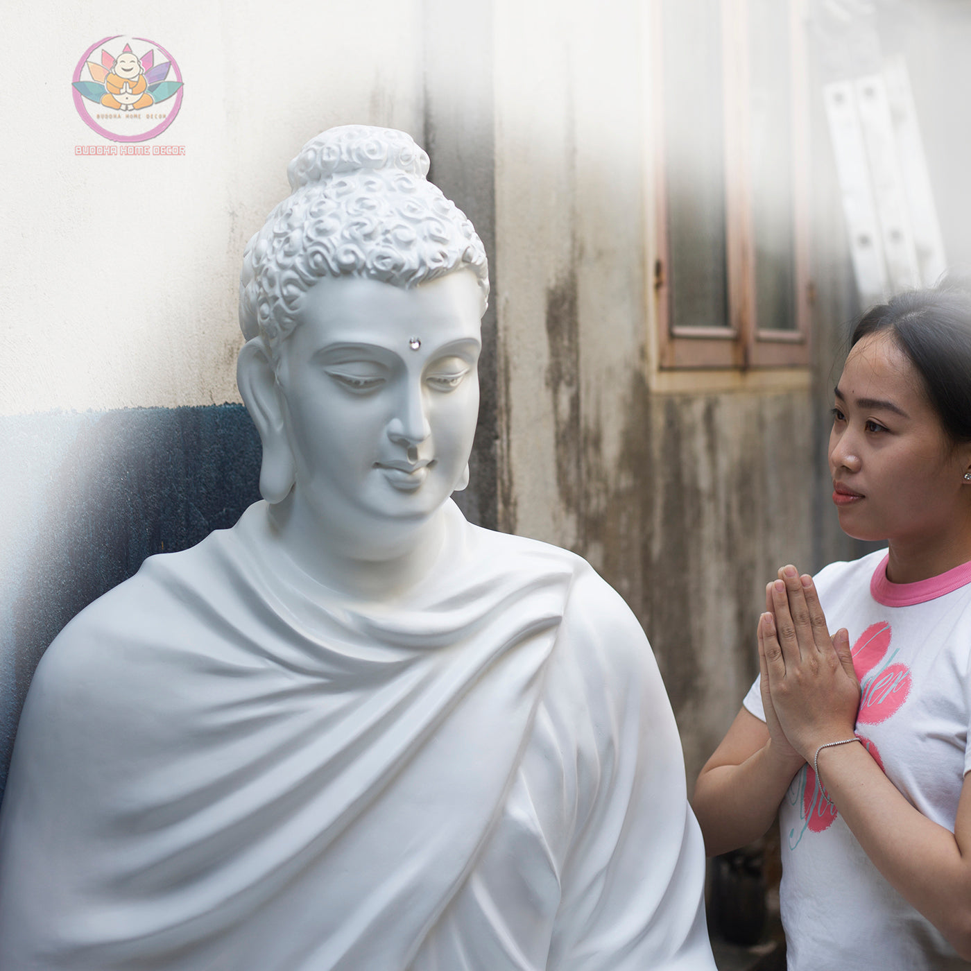 Shakyamuni Buddha Statue 78" – Extra Large Composite Seated Buddha on Stone Base, Outdoor Garden Temple Sculpture