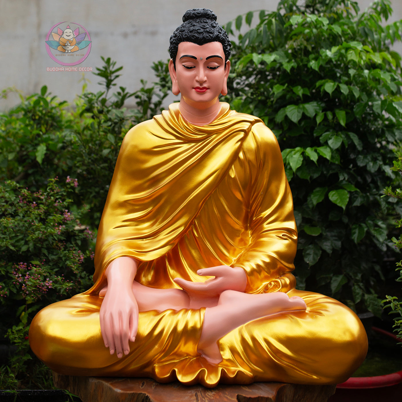 Shakyamuni Buddha Statue 29.5" – Large Composite Seated Buddha with Golden Robe