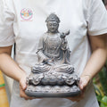 Mahasthamaprapta Bodhisattva Statue – Composite Gray Finish, Seishi Buddhist Sculpture, 30cm Altar Decor