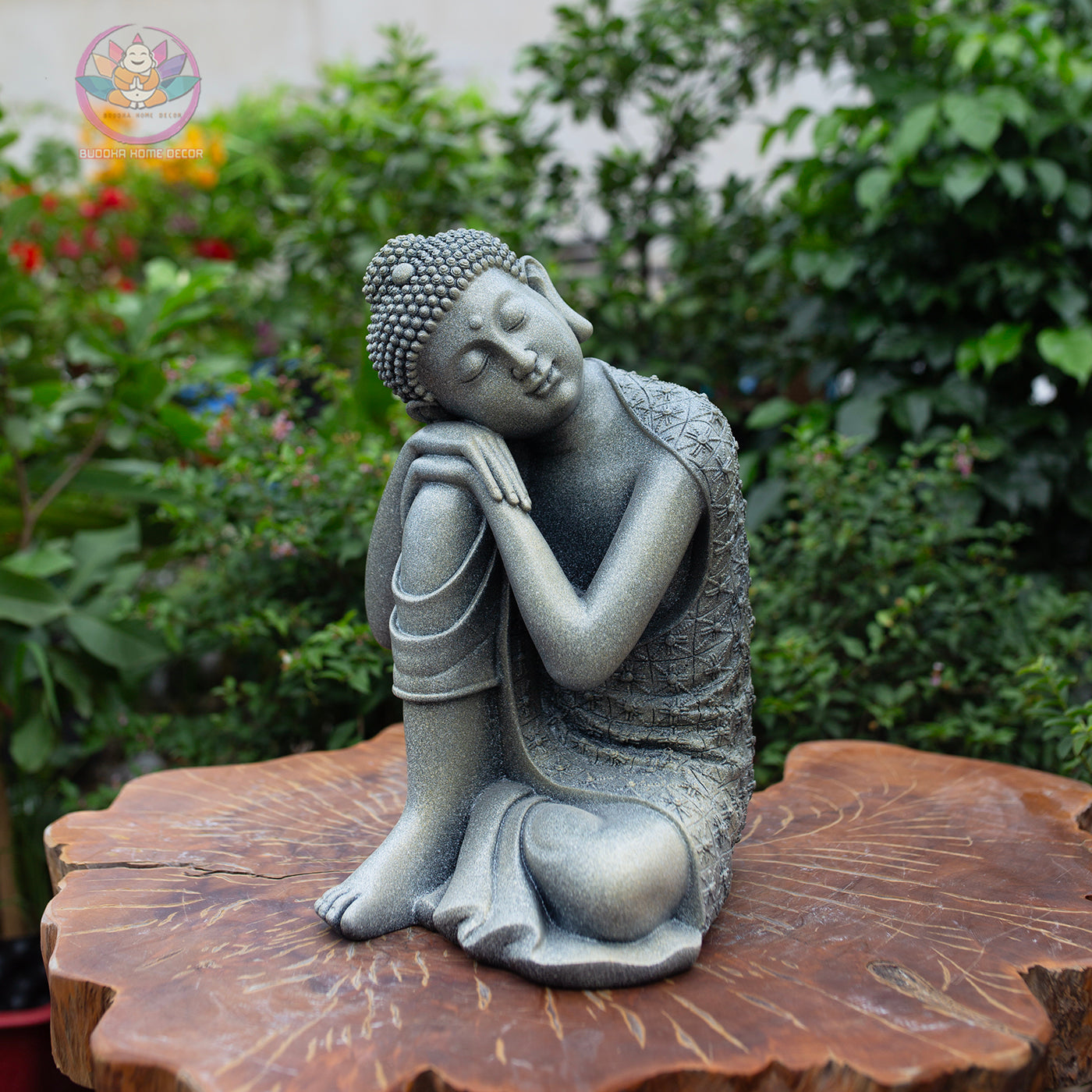 Resting Buddha Statue – 14.2" (36cm) Peaceful Meditation Figure | Handcrafted Resin Sculpture | Zen Decor in 3 Colors | Vietnamese Statue