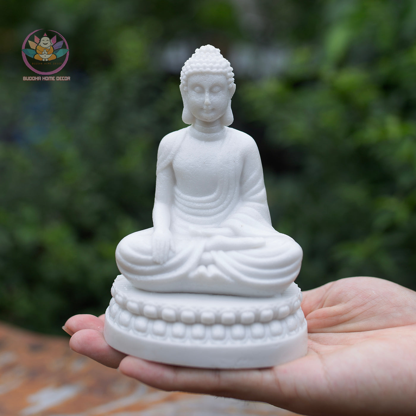 White Shakyamuni Buddha Statue 5" | Composite Resin and Stone Powder