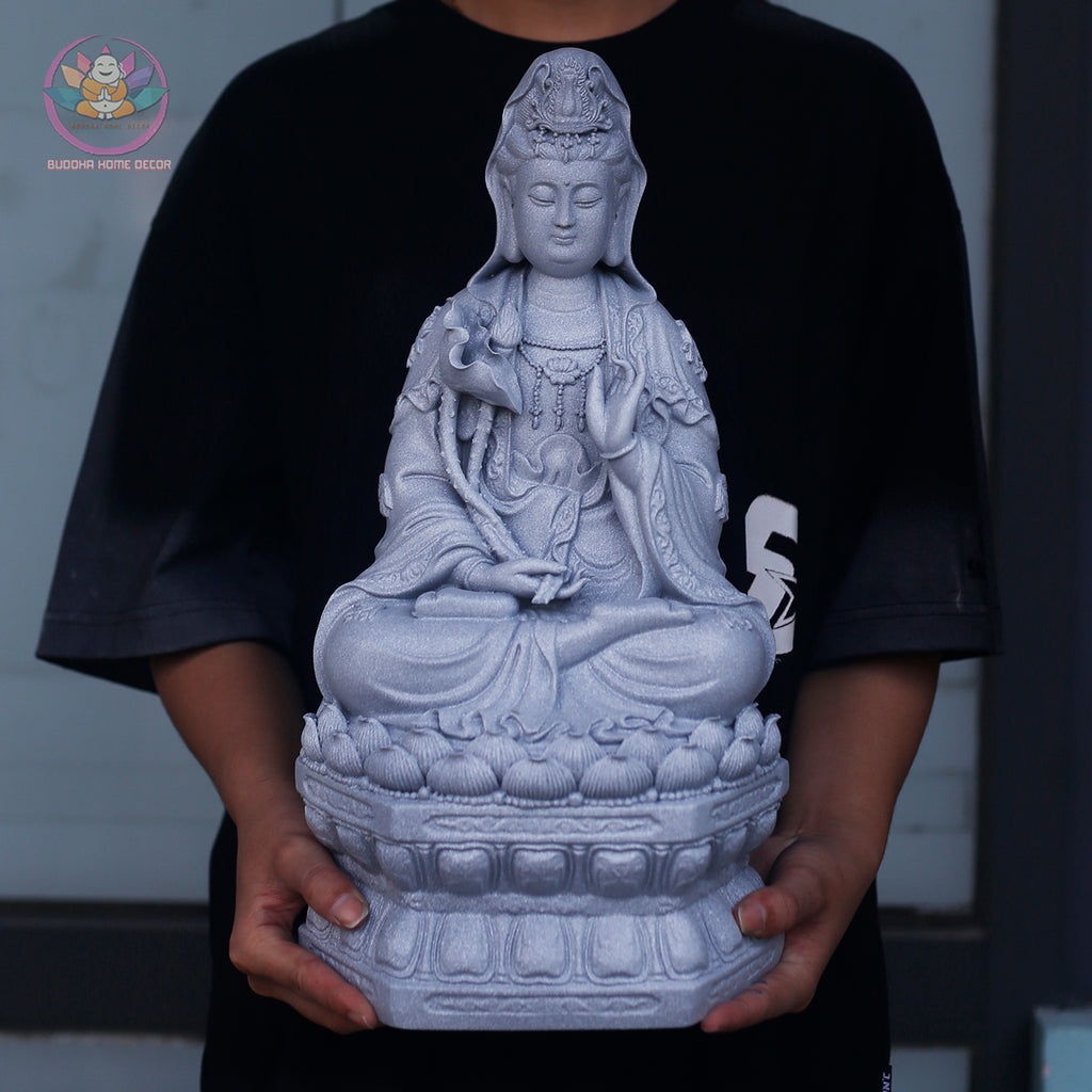 Seishi Bodhisattva Statue 15.7” | Mahasthamaprapta Figurine | Resin Sculpture for Altar, Zen Home, Meditation, Buddhist Gift