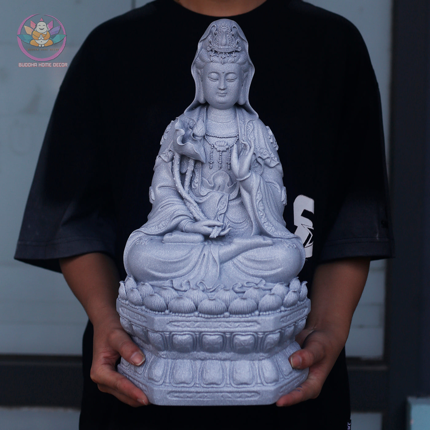 Seishi Bodhisattva Statue 15.7” | Mahasthamaprapta Figurine | Resin Sculpture for Altar, Zen Home, Meditation, Buddhist Gift