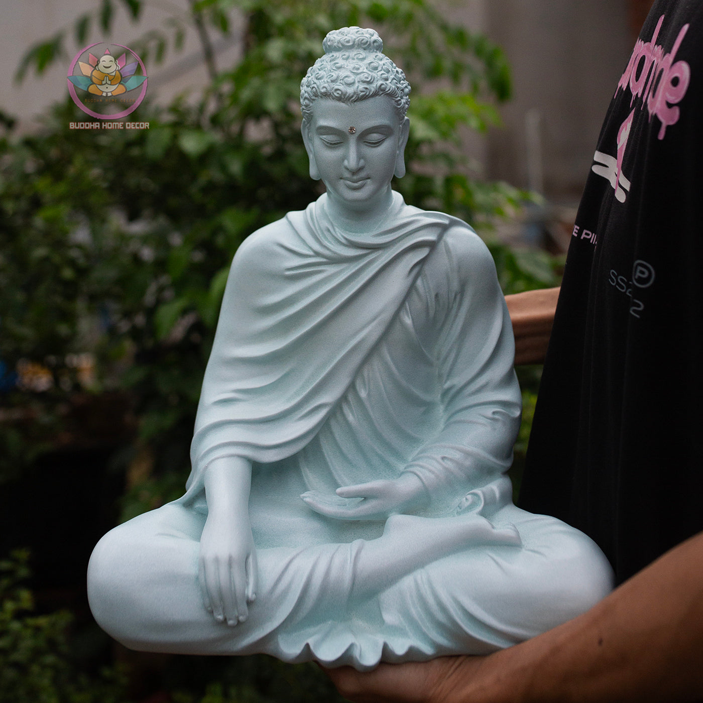 Shakyamuni Buddha Statue 14.5" – Greyish Teal Finish Seated Meditation Buddha
