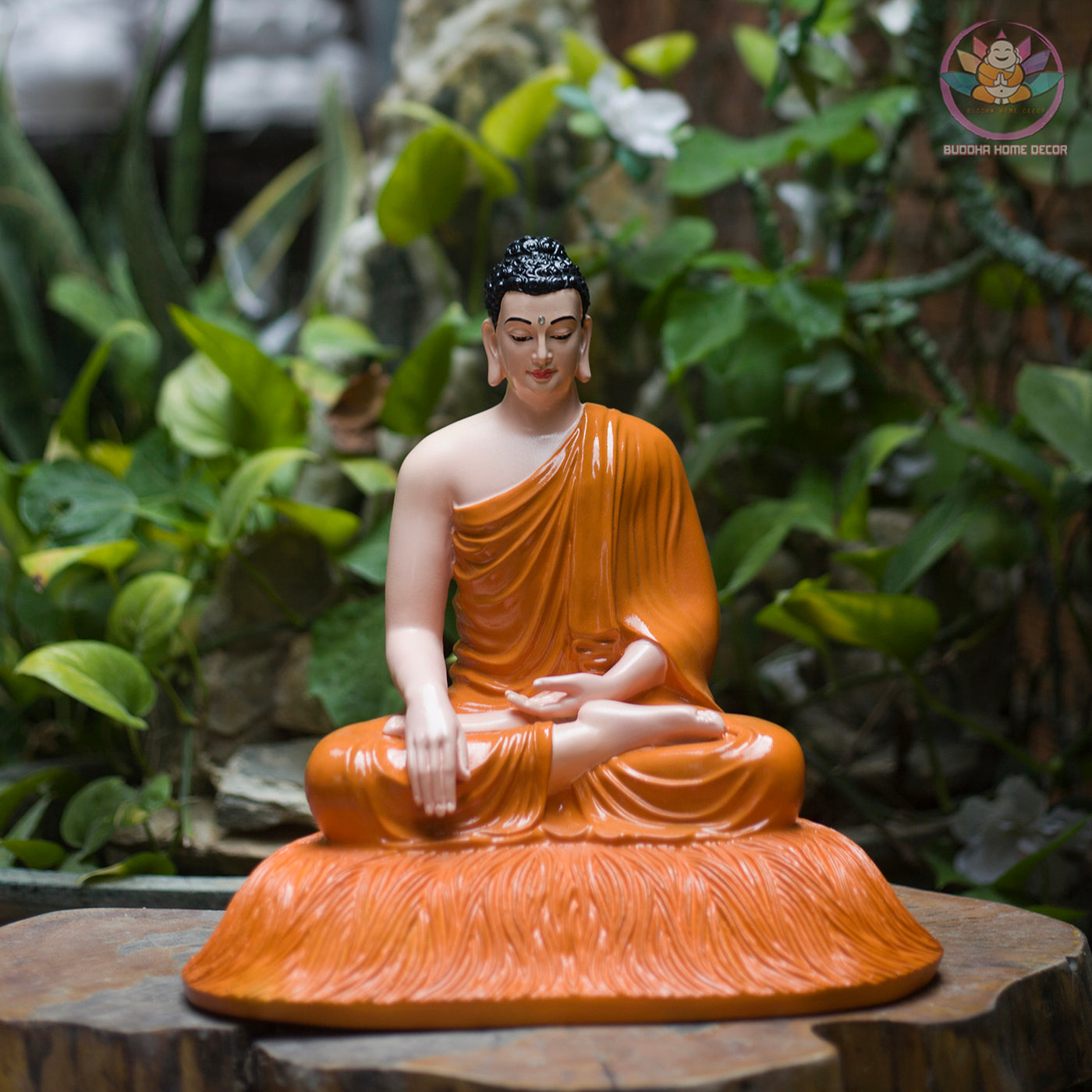Yellow Robe Shakyamuni Buddha Statue – 11.8" Resin Sculpture on Lotus Base | Serene Meditation Decor & Spiritual Gift