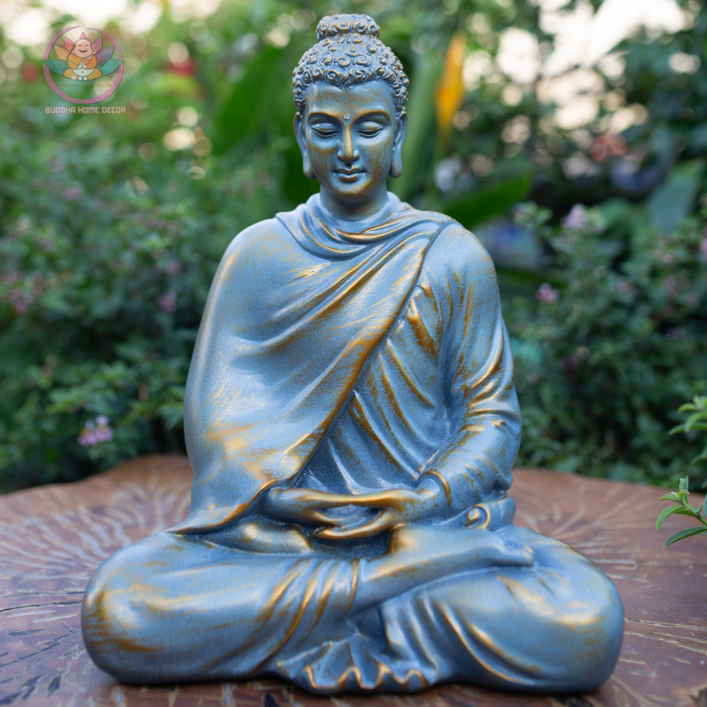 Large Blue Buddha Statue 13.8” | Meditating Buddha Figurine | Resin Sculpture for Altar, Zen Garden, Yoga Studio, Spiritual Gift