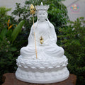 Ksitigarbha Bodhisattva Statue 25.6" – Large White Composite Jizo Buddhist Sculpture, Zen Altar Temple Decor