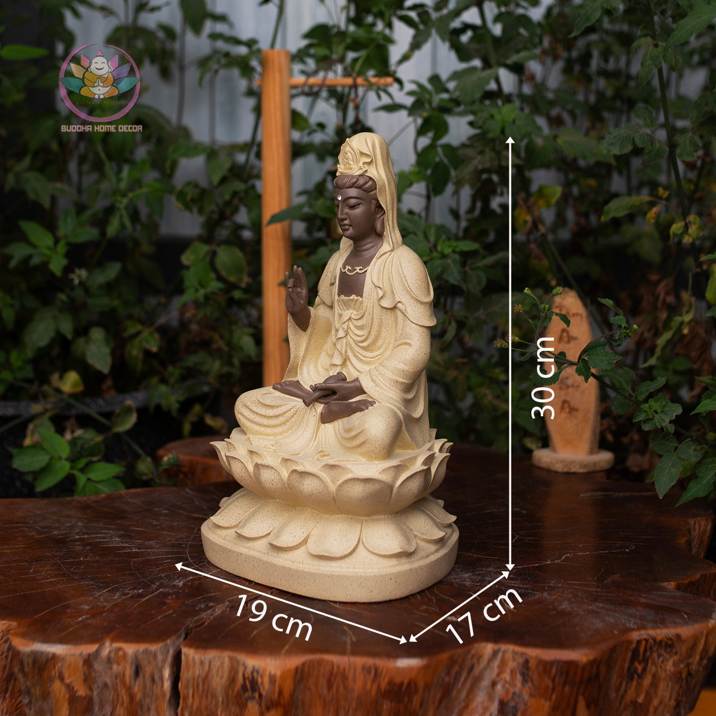 Yellow Robe Guanyin Statue – 11.8" Avalokiteshvara on Lotus Base | Kwan Yin Resin Sculpture for Altar & Zen Decor