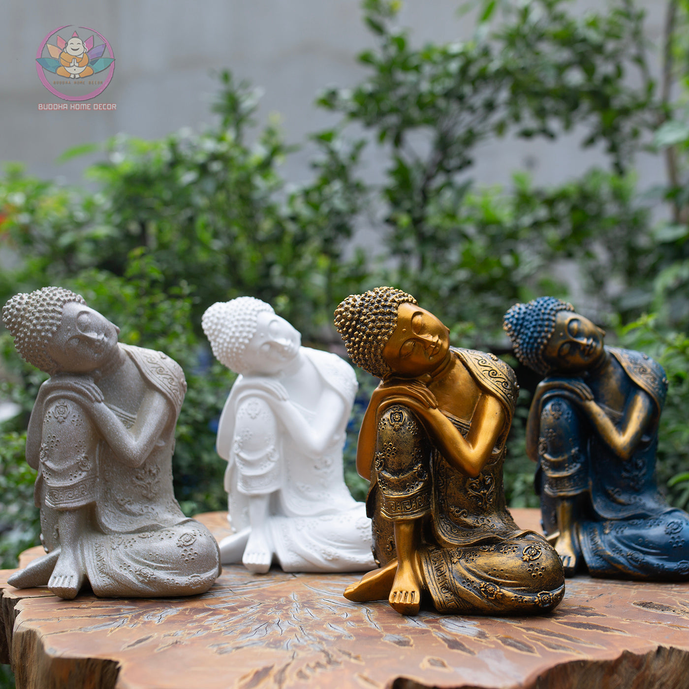 Resting Buddha Statue 9" – Golden Antique Finish Peaceful Sleeping Buddha Figurine