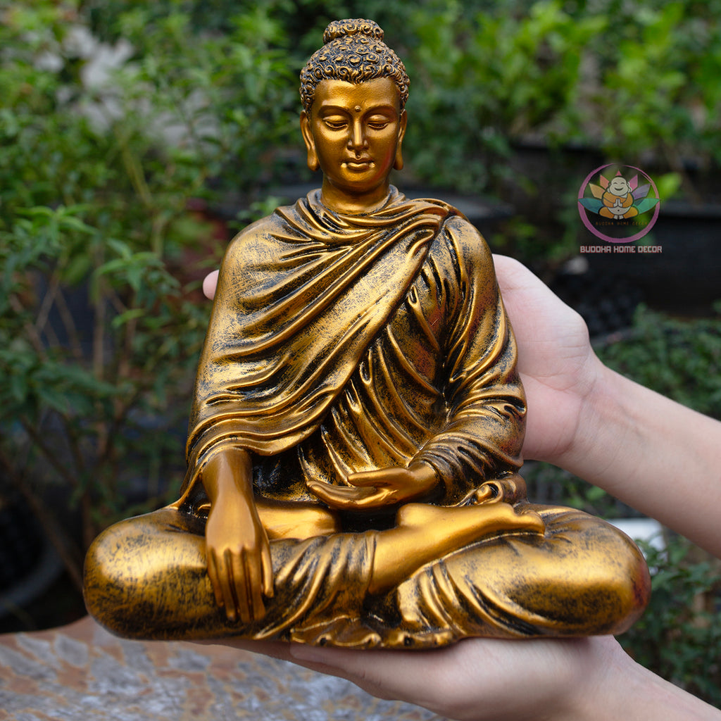Antique Bronze Shakyamuni Buddha Statue – Handmade Meditation Buddha Decor