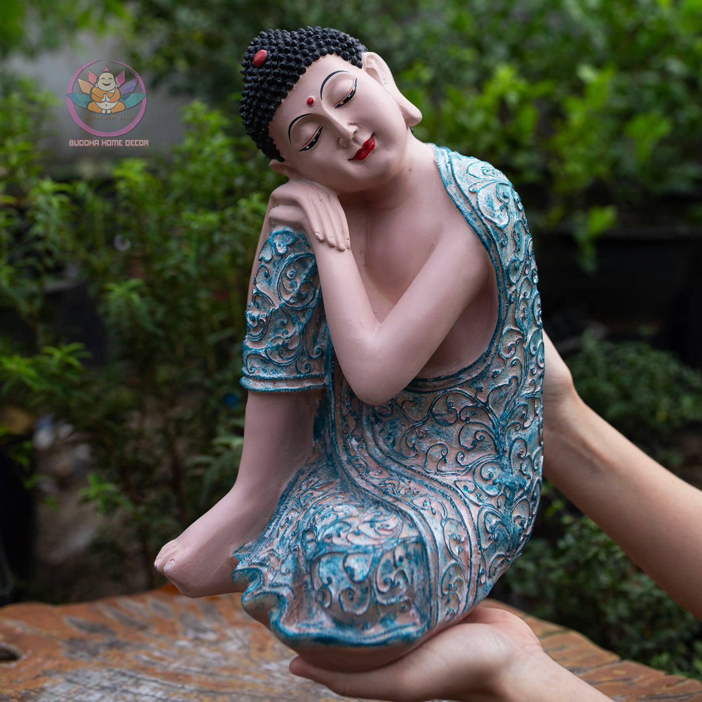 Peaceful Resting Buddha Statue 11.8" | Relaxing Buddha Figurine for Home and Zen Decor
