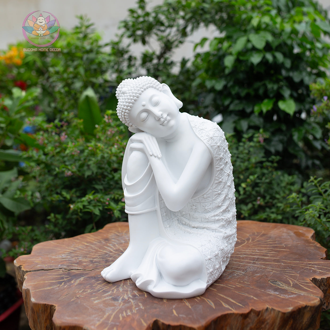 Resting Buddha Statue – 14.2" (36cm) Peaceful Meditation Figure | Handcrafted Resin Sculpture | Zen Decor in 3 Colors | Vietnamese Statue