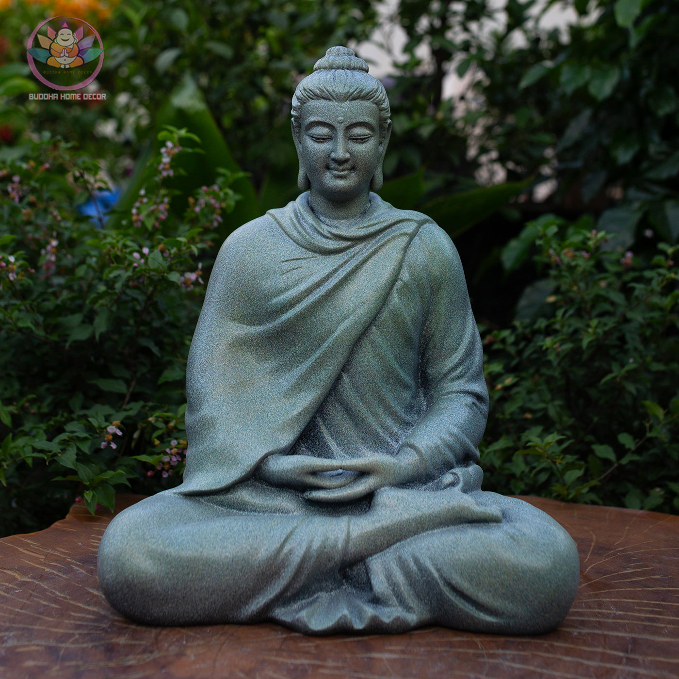 Granite-Style Buddha Statue – 13.8" (35cm) Meditation Pose | Stone-Look Resin Shakyamuni | Handcrafted Zen Decor from Vietnam