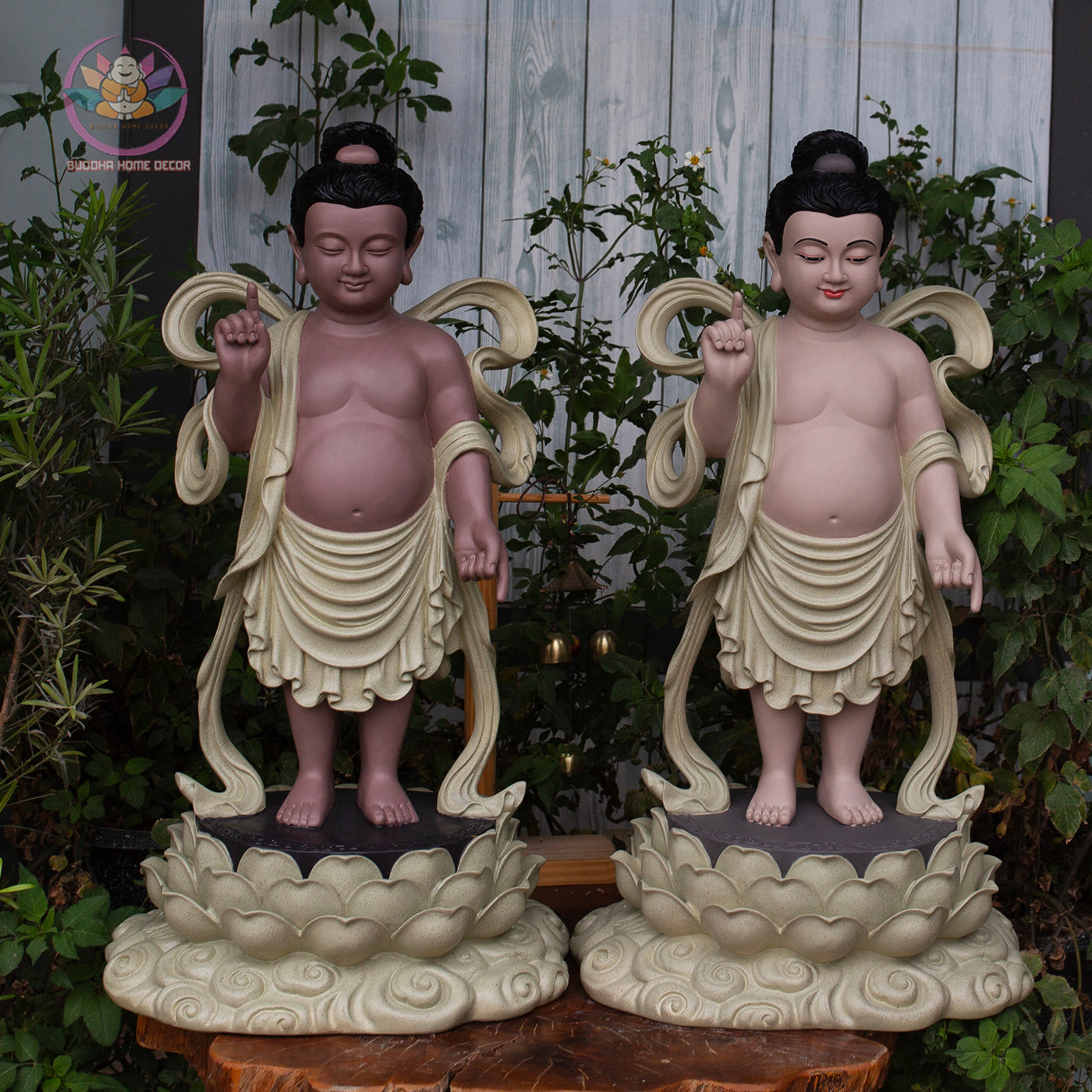 Baby Buddha Statue – Resin Prince Siddhartha Birth of Buddha Sculpture, Phật Đản Sanh Figurine, Vesak Altar Zen Home Decor (27.5")