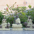 Huayan Trinity Buddha Statue Set, Shakyamuni Manjushri Samantabhadra, Ceramic Beige Finish, Buddhist Altar Set, Zen Meditation Decor