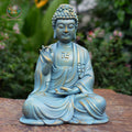 Handmade Blue Amitabha Buddha Statue – Meditation Decor, Zen Garden Sculpture, Spiritual Home Altar, Resin Figurine - 11.8" (30cm)