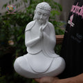 Resting Buddha Statue 13.8" – Red Wood Finish Peaceful Meditating Buddha Sculpture