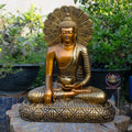 Shakyamuni Buddha Alms Bowl Statue, Antique Bronze Finish, Meditation Buddha Sculpture, Zen Home Decor, Buddhist Spiritual Gift