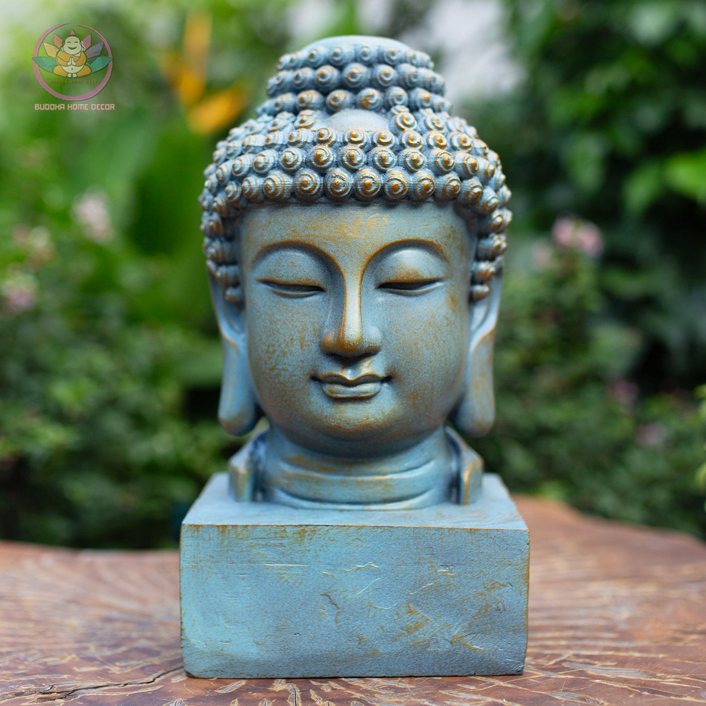 Blue Buddha Head Statue Resin Sculpture – Zen Home Decor, Meditation Altar Figurine, Yoga Studio Accent, Spiritual Gift