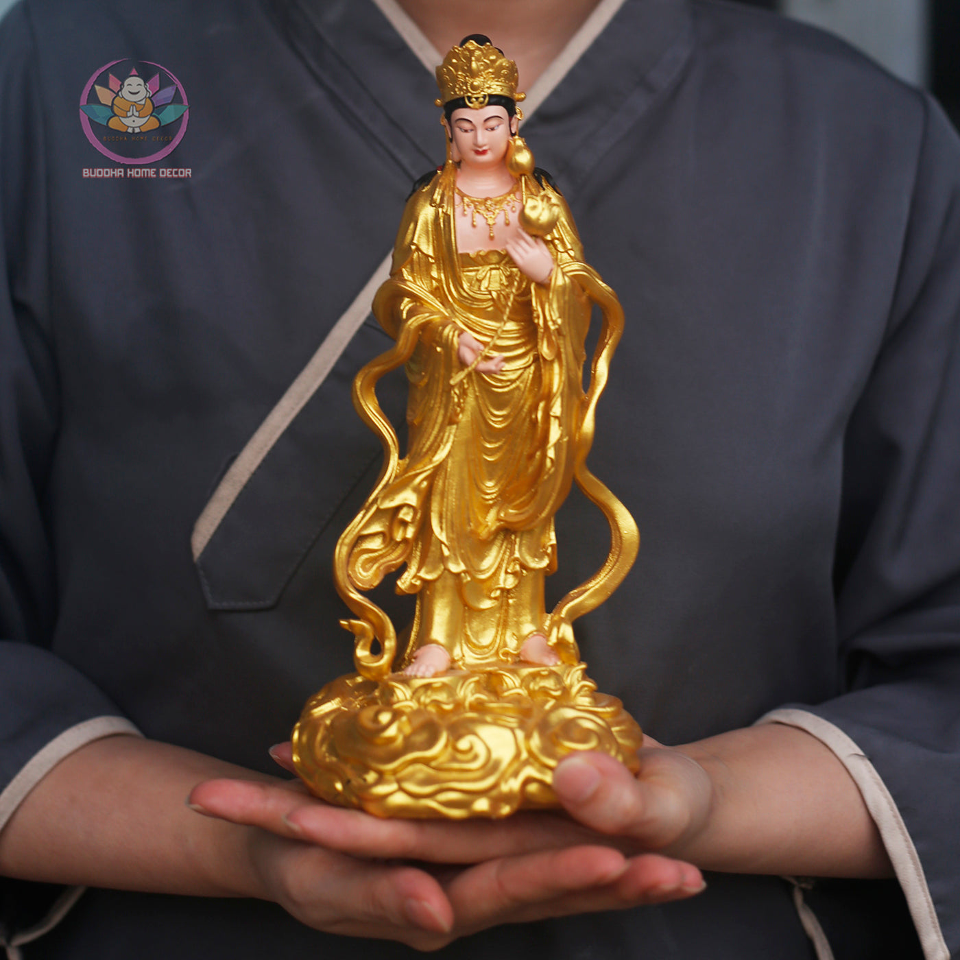Seishi Bodhisattva Statue – Golden Seishi Buddha Figurine | 23cm Resin Sculpture