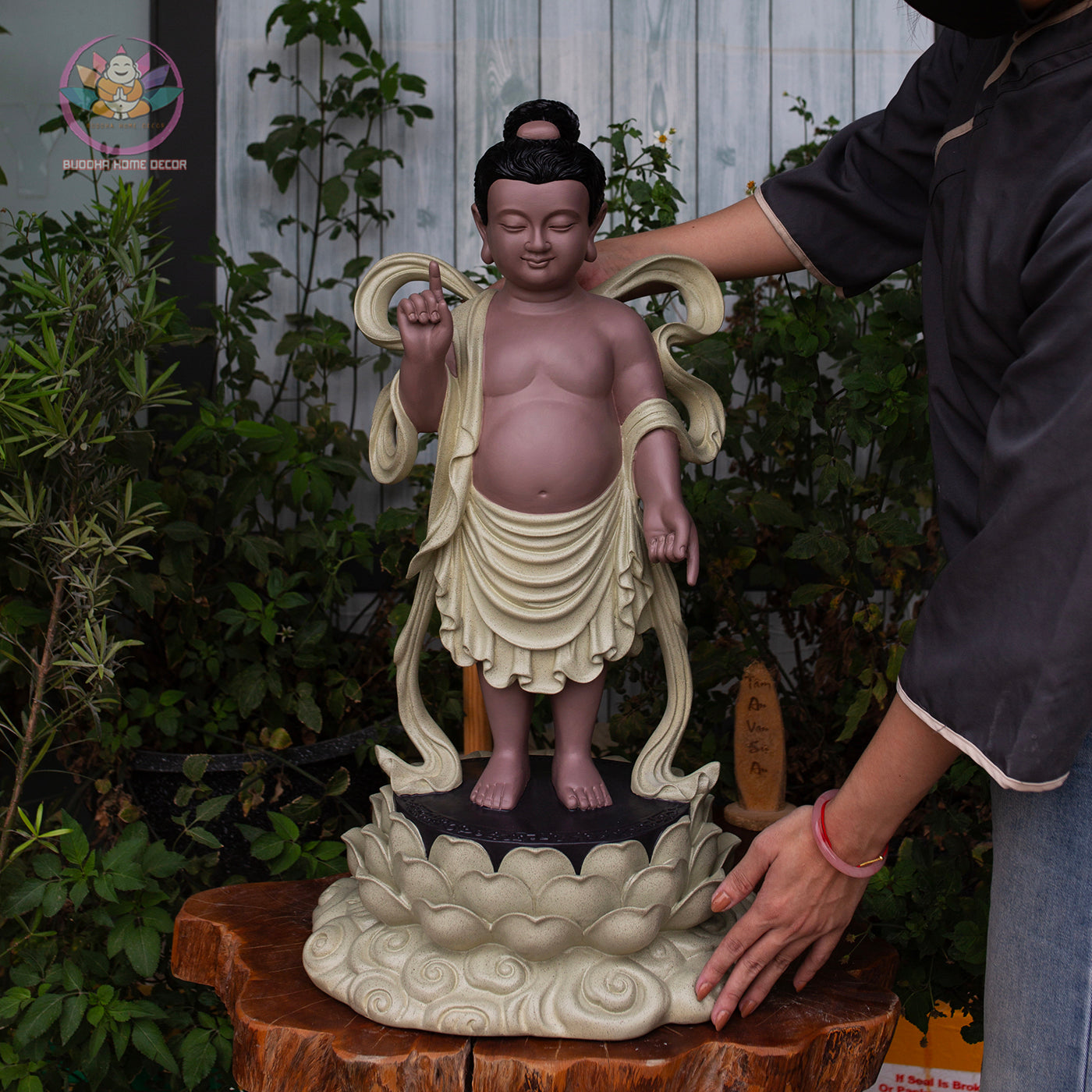 Baby Buddha Statue – Resin Prince Siddhartha Birth of Buddha Sculpture, Phật Đản Sanh Figurine, Vesak Altar Zen Home Decor (27.5")