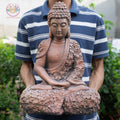 Floral Robe Seated Buddha 16.9" – Meditating Buddha Statue for Home & Garden Decor