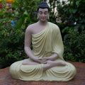 Shakyamuni Buddha Statue – 15" (38cm) Cream Yellow Finish | Meditation Pose | Handcrafted Resin Sculpture from Vietnam