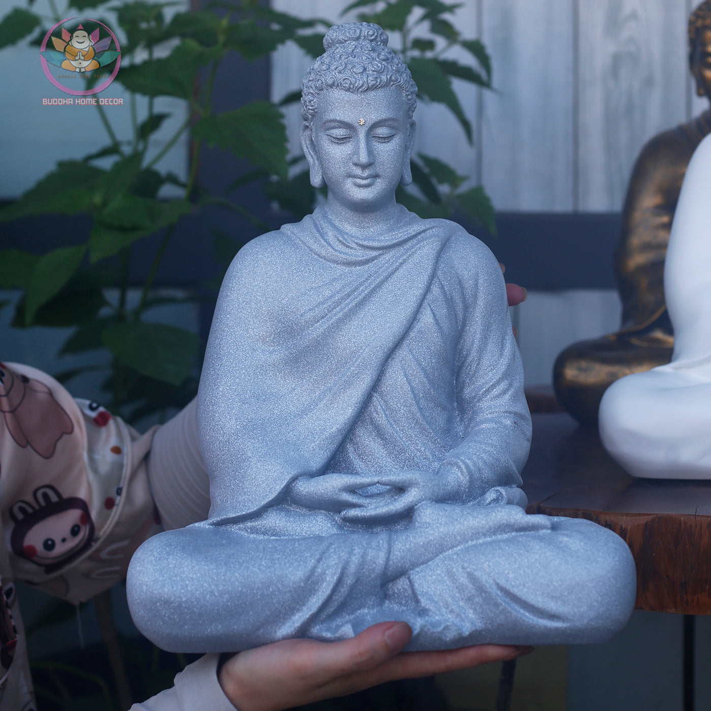 Antique Bronze Shakyamuni Buddha Statue – 13.7" Resin Sculpture | Vintage Look for Meditation, Home Altar & Spiritual Gift