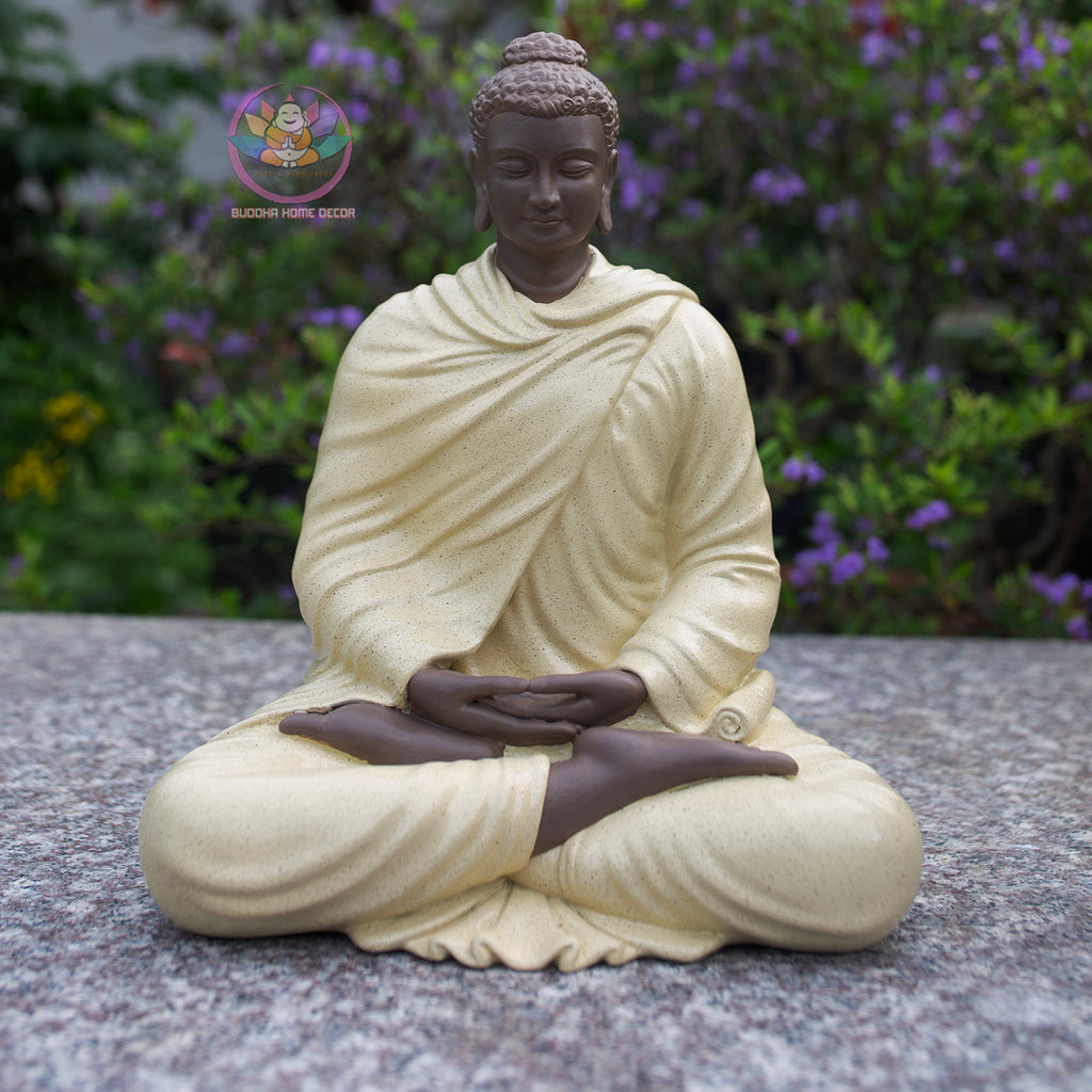 Beige Shakyamuni Buddha Statue – Handmade Meditation Buddha Decor