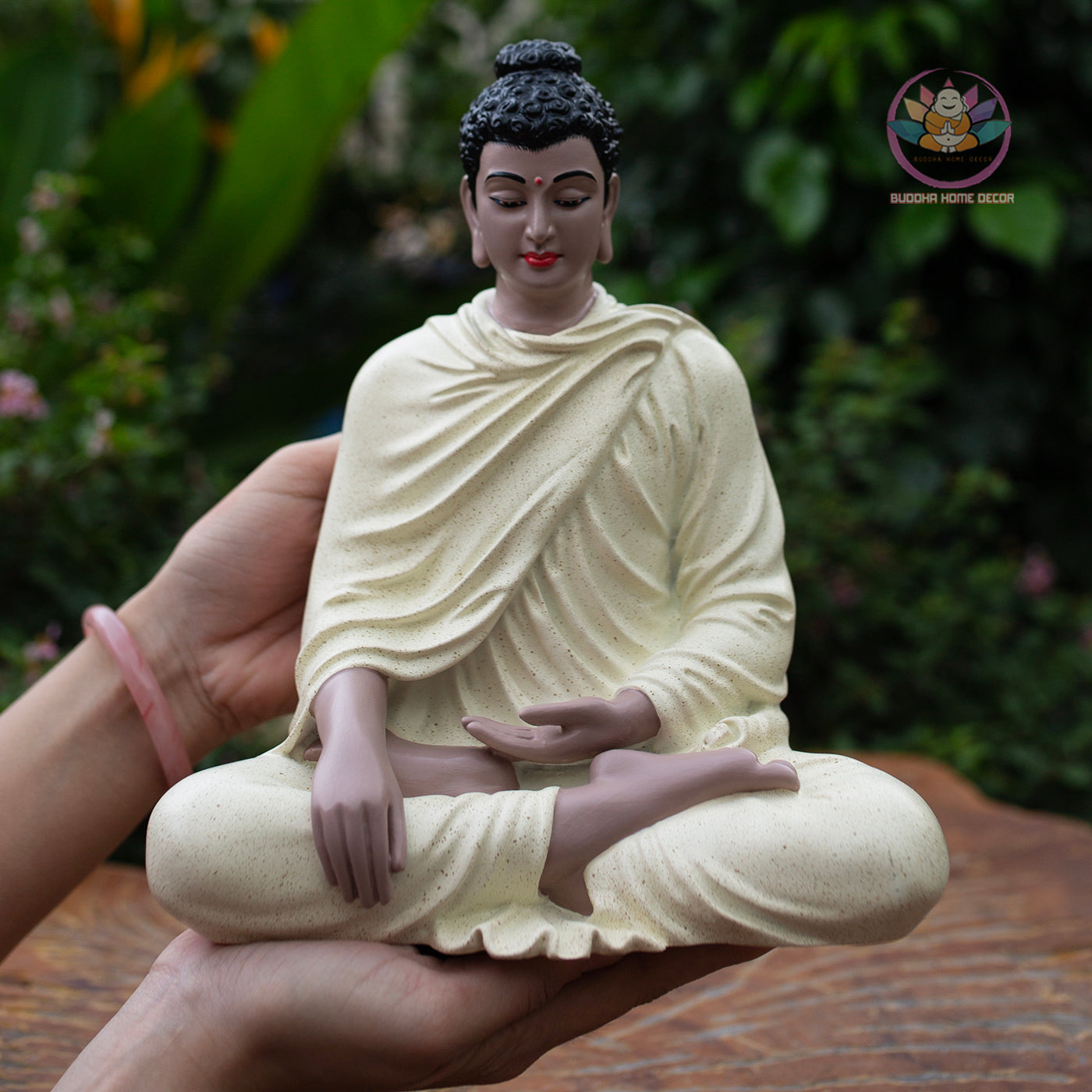 Yellow Buddha Statue 9.4" – Ceramic-Style Resin Meditation Figurine, Shakyamuni Sculpture, Zen Buddhist Altar Decor, Spiritual Gift