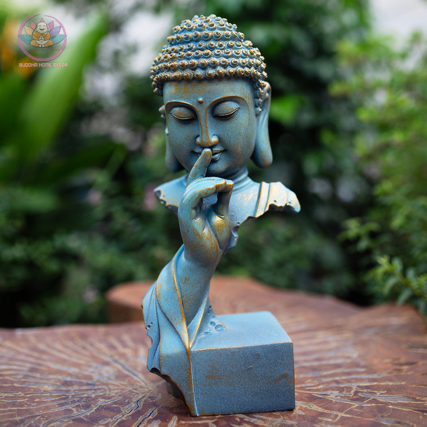 Blue Buddha Bust Statue Resin Sculpture – Zen Home Decor, Meditation Altar Figurine, Spiritual Gift, Yoga Room Accent