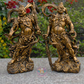 Antique Bronze Vajra Guardian Statues – Handmade Buddhist Temple Decor Set