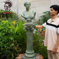 Venus de Milo Bust with Corinthian Column – Greek Goddess Sculpture Set, Green Stone Finish (20.8" & 30.7")