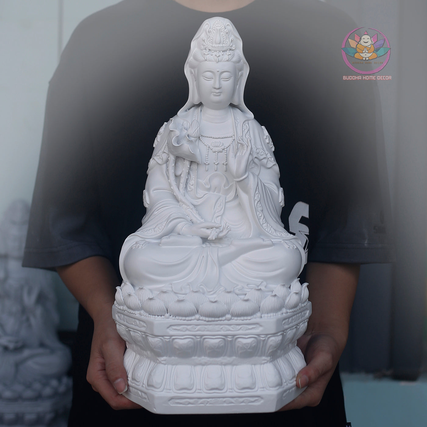 Seishi Bodhisattva Statue 15.7” | Mahasthamaprapta Figurine | Resin Sculpture for Altar, Zen Home, Meditation, Buddhist Gift