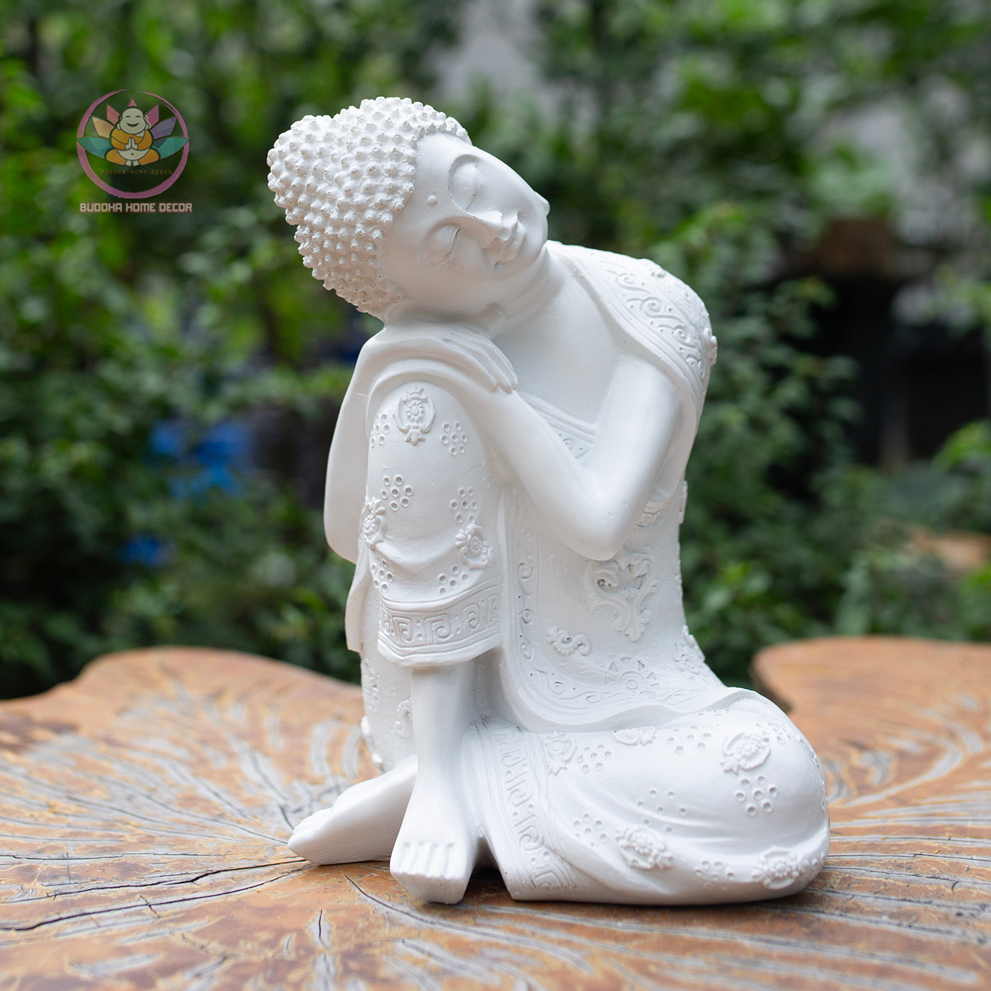 Resting Buddha Statue 9" – Golden Antique Finish Peaceful Sleeping Buddha Figurine
