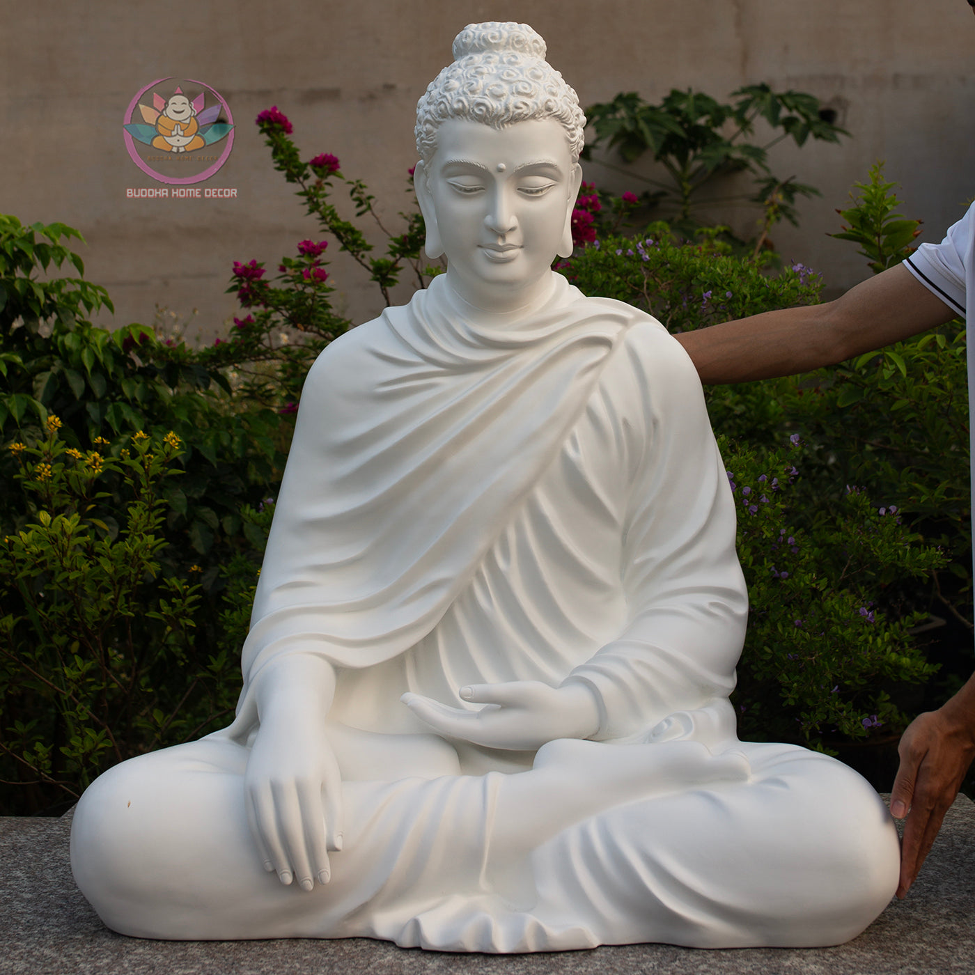 Large Shakyamuni Buddha Statue White, Meditation Buddha Sculpture, Zen Garden Decor, Minimalist Buddhist Art, Spiritual Home Decor