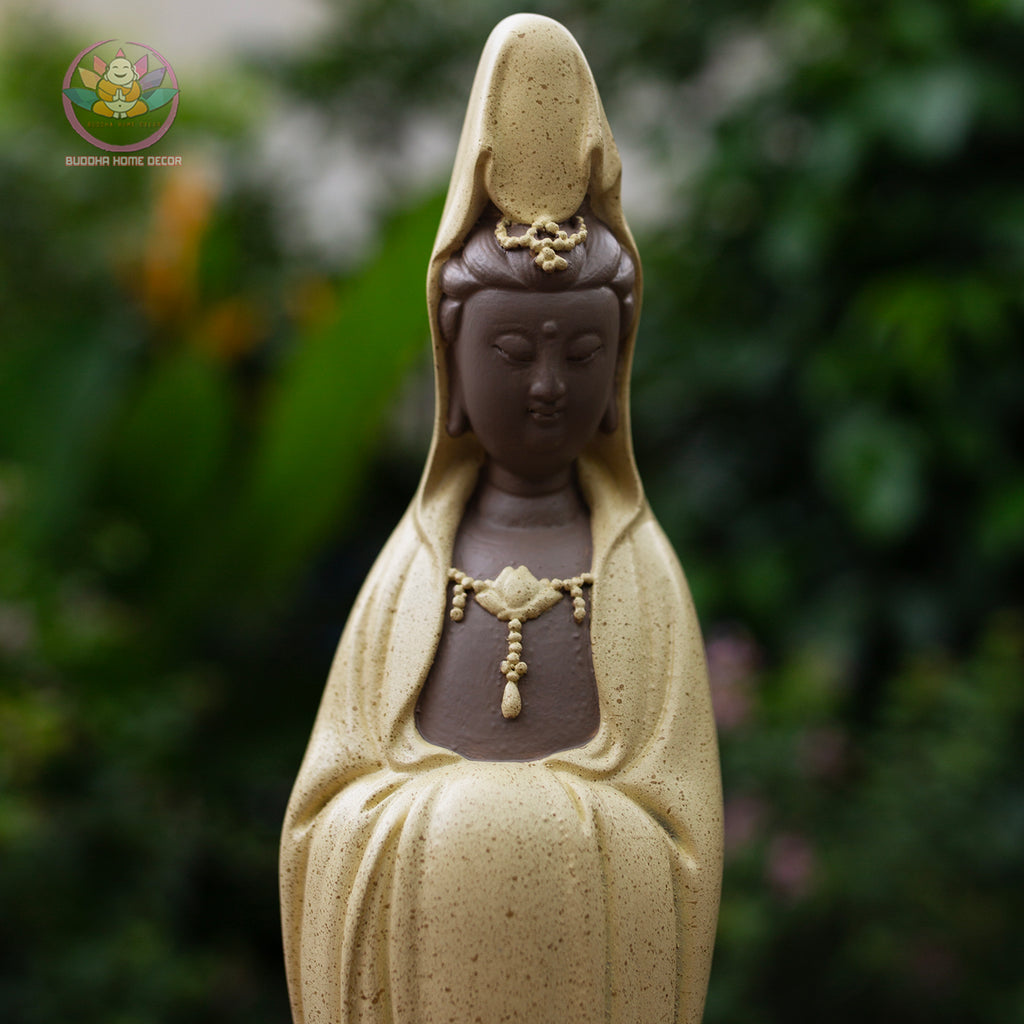 Standing Guanyin Buddha Statue 15.7" – Resin Kwan Yin Figurine, Goddess of Mercy Sculpture, Zen Home Decor, Spiritual Altar Gift