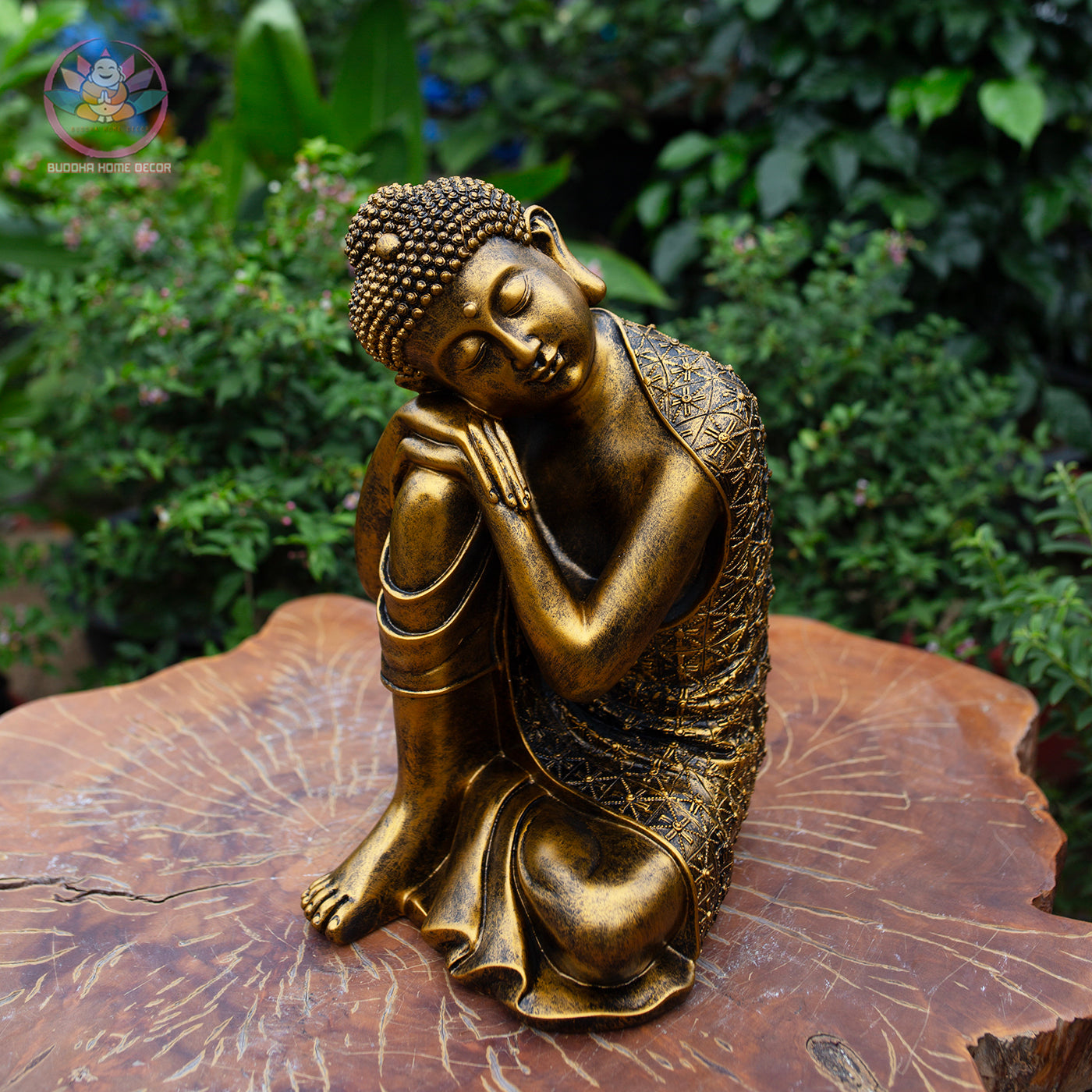 Resting Buddha Statue – 14.2" (36cm) Peaceful Meditation Figure | Handcrafted Resin Sculpture | Zen Decor in 3 Colors | Vietnamese Statue